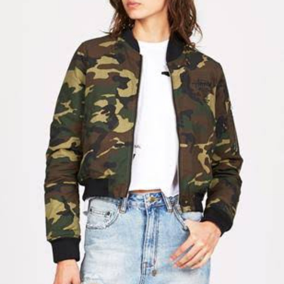 STUSSY Women's padded bomber jacket *camo size 8* - Picture 3 of 7